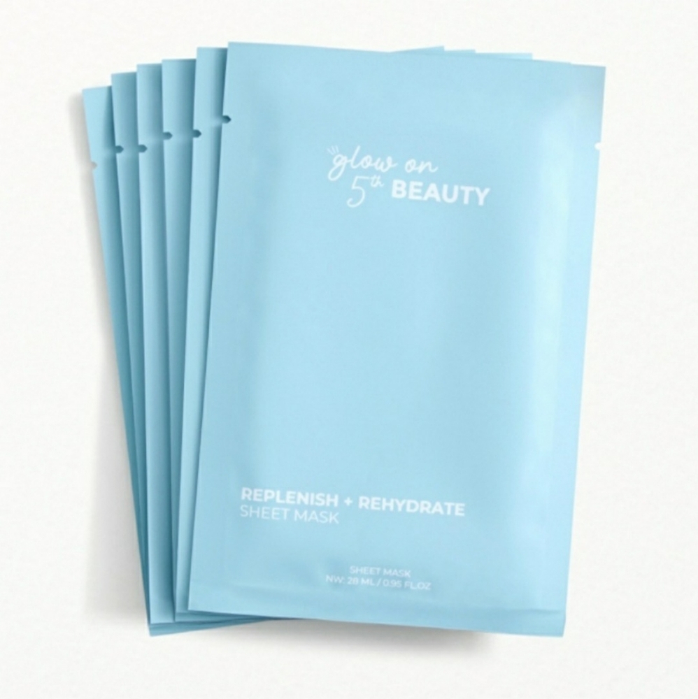 Glow on 5th Replenish + Rehydrate Sheet Masks Box of 5 - Picture 1 of 6